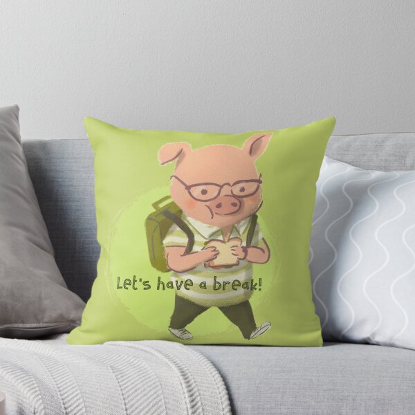 Item preview, Funny Pig wearing Glasses Going Back to School with his lunch box and bag designed and sold by EvaWolf.