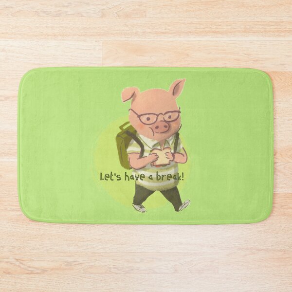 Item preview, Funny Pig wearing Glasses Going Back to School with his lunch box and bag designed and sold by EvaWolf.