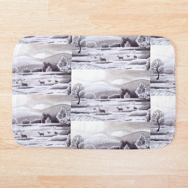 Countryside Charming Sheep in Ibiza Bath Mat