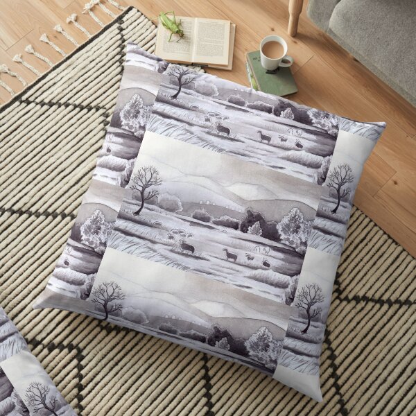 Countryside Charming Sheep in Ibiza Floor Pillow