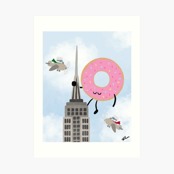 Attack of the Giant Donut! Art Print