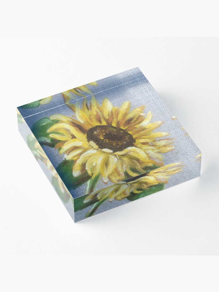 Alternate view of Sun Flower Oil Painting by Angela Brown Art Acrylic Block