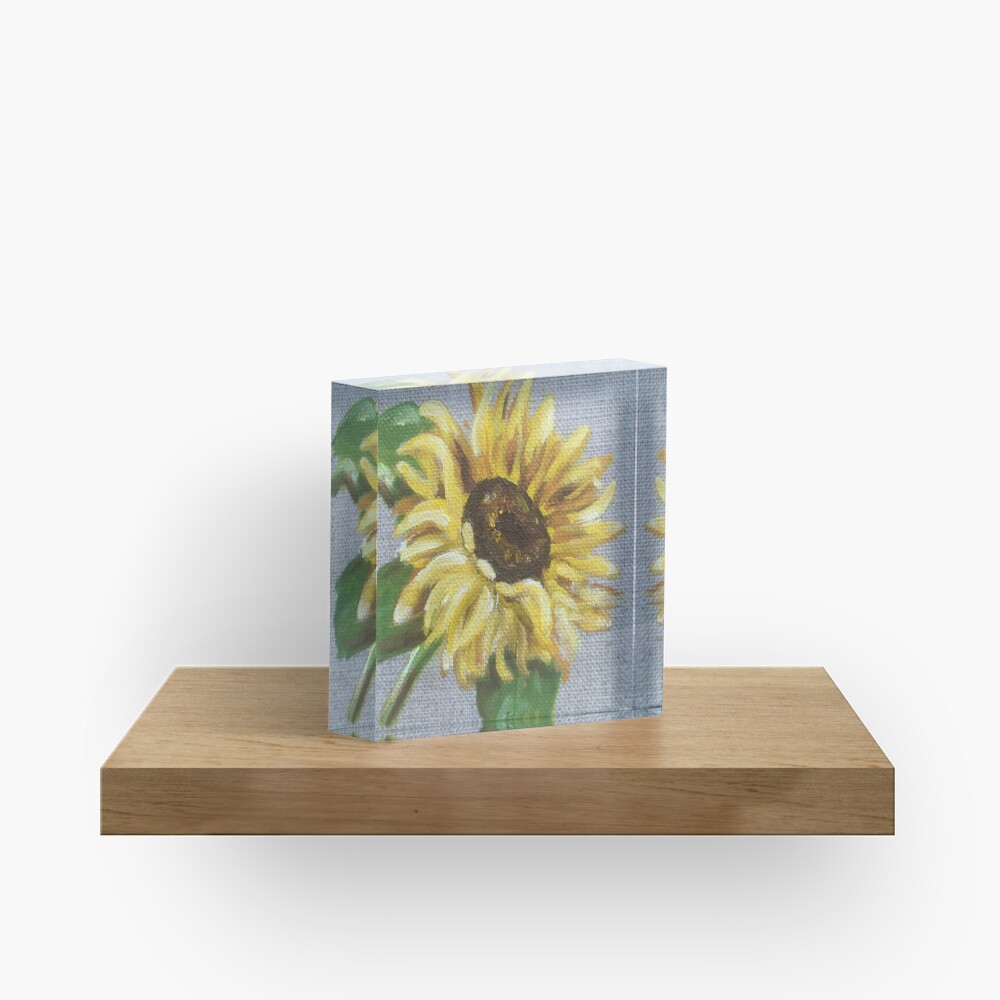 Sun Flower Oil Painting by Angela Brown Art Acrylic Block