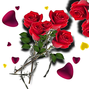 Artwork thumbnail, Barbed Wire Roses by Clickcreations