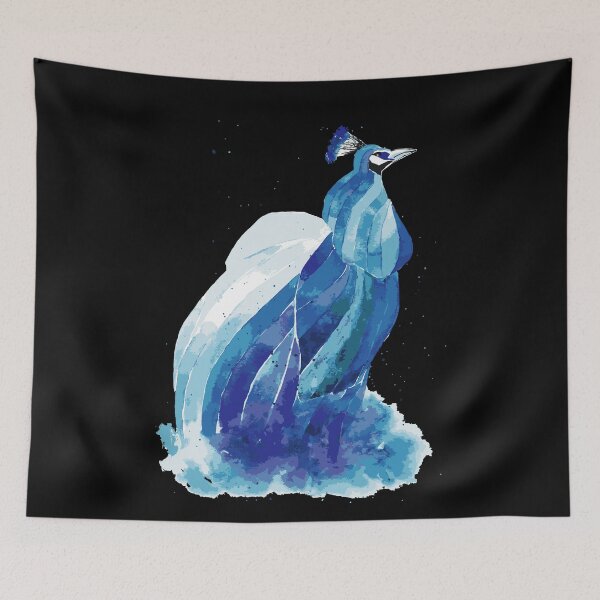 Item preview, Royal Blue Peacock (Black) designed and sold by Aquarela1.
