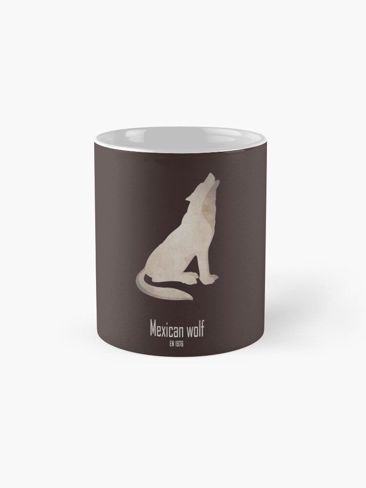 Thumbnail 4 of 6, Coffee Mug, Mexican wolf - Endangered and extinct species (dark background) designed and sold by 12images.