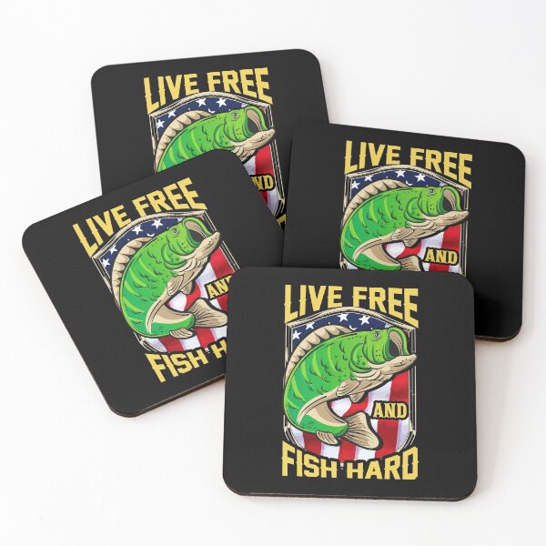 Item preview, Live Free and Fish Hard Fishing Patriotic Fisher designed and sold by perfectpresents.