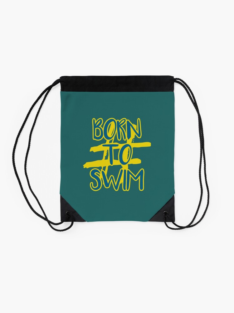 Alternate view of Hashtag Born To Swim Drawstring Bag