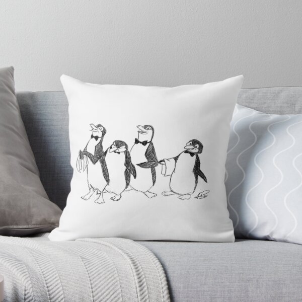 AOYEGO Penguin Throw Pillow Cover Cartoon Animal Bird Cute Antarctic Face Classic Repeat Chicks Head Dot Pillow Case 18x18 Inch Decorative Cotton Linen Cushion for Home Couch 