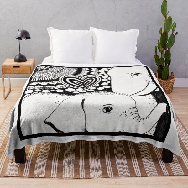 Item preview, Mother And Baby Elephants Ink Art designed and sold by Oirabot.