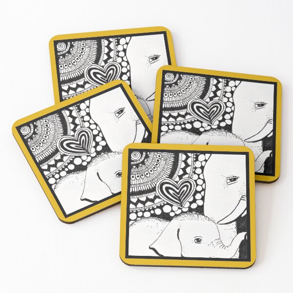 Item preview, Mother And Baby Elephants Cute Ink Art designed and sold by Oirabot.