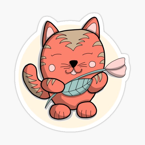 Chat printemps - Personnage doodle Sticker
