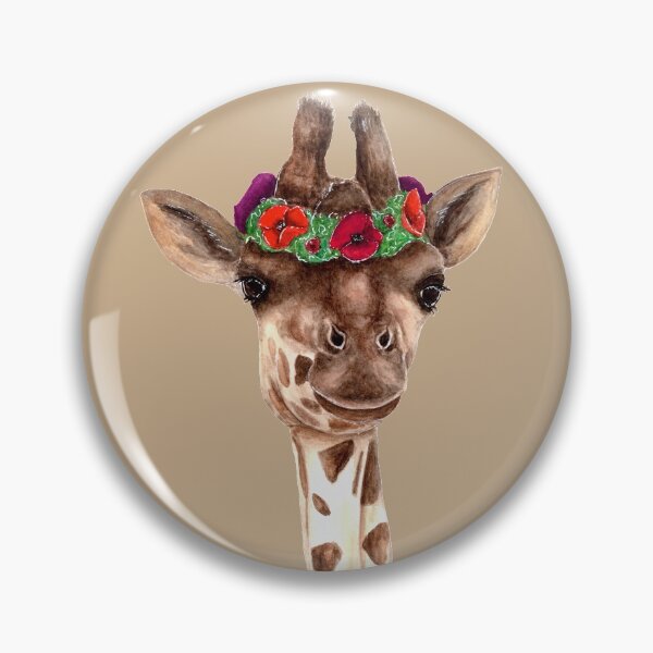 Artikelvorschau, Giraffe mit Blumenkrone - Aquarellmalerei entworfen und verkauft von Pattokarts.