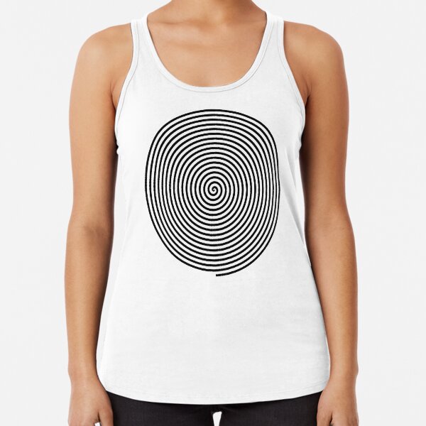 Hypnosis: Look into my eyes. Trippy, visual illusion. Black and White Racerback Tank Top