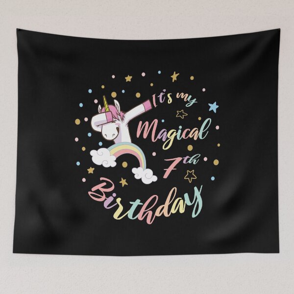 Item preview, It's My Magical 7th Birthday - Dabbing Unicorn Girl B-day design designed and sold by Grabitees.