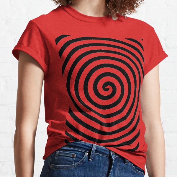 Hypnosis: Look into my eyes. Trippy, visual illusion. Black and Red. Classic T-Shirt