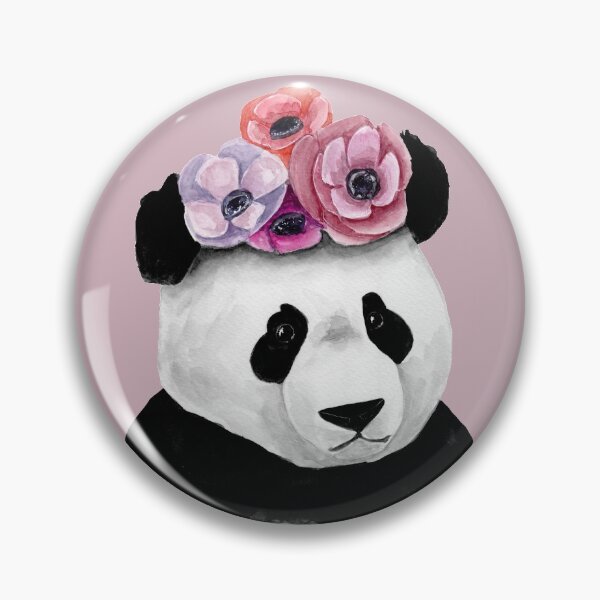 Artikelvorschau, Panda mit Blumenkrone - Aquarell entworfen und verkauft von Pattokarts.