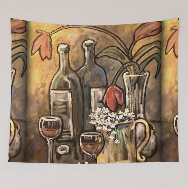 Item preview, Two Wines / Wine Art / Wine Bottles / Still Life / Tulips / Wine Glass / Vase / designed and sold by artenvironments.