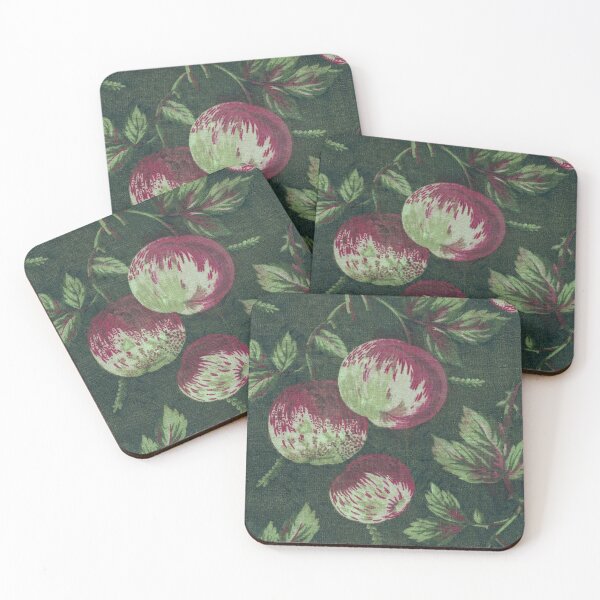 Item preview, Antique French Fabric with Apples and Leaves designed and sold by FuzzyHoney.