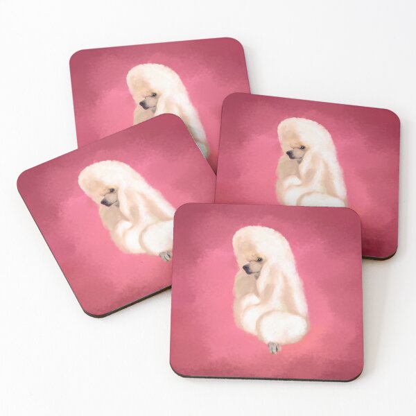 Item preview, Elegant White Poodle pastel fuchsia designed and sold by k9printart.