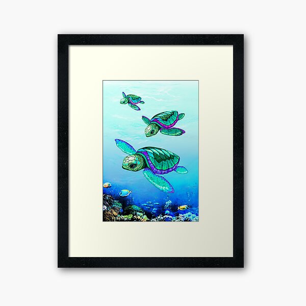 Sea Turtles Dance Framed Art Print
