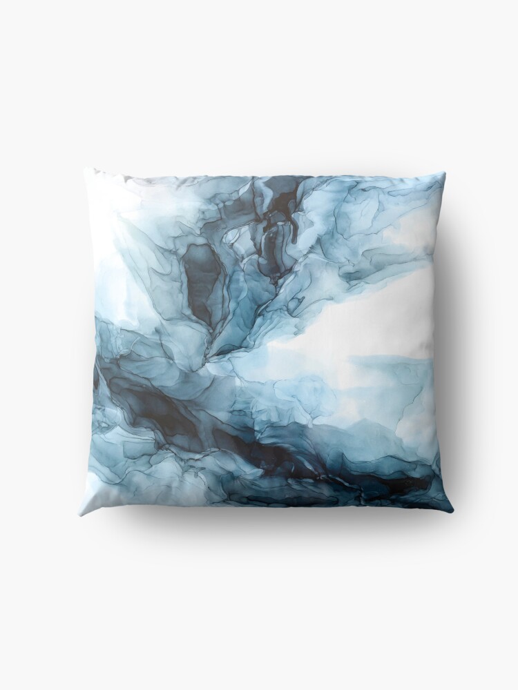 Alternate view of Blue Ice Water Phoenix Abstract Painting Floor Pillow