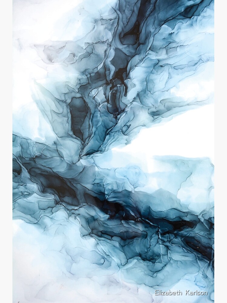 "Blue Ice Water Phoenix Abstract Painting" Photographic Print by