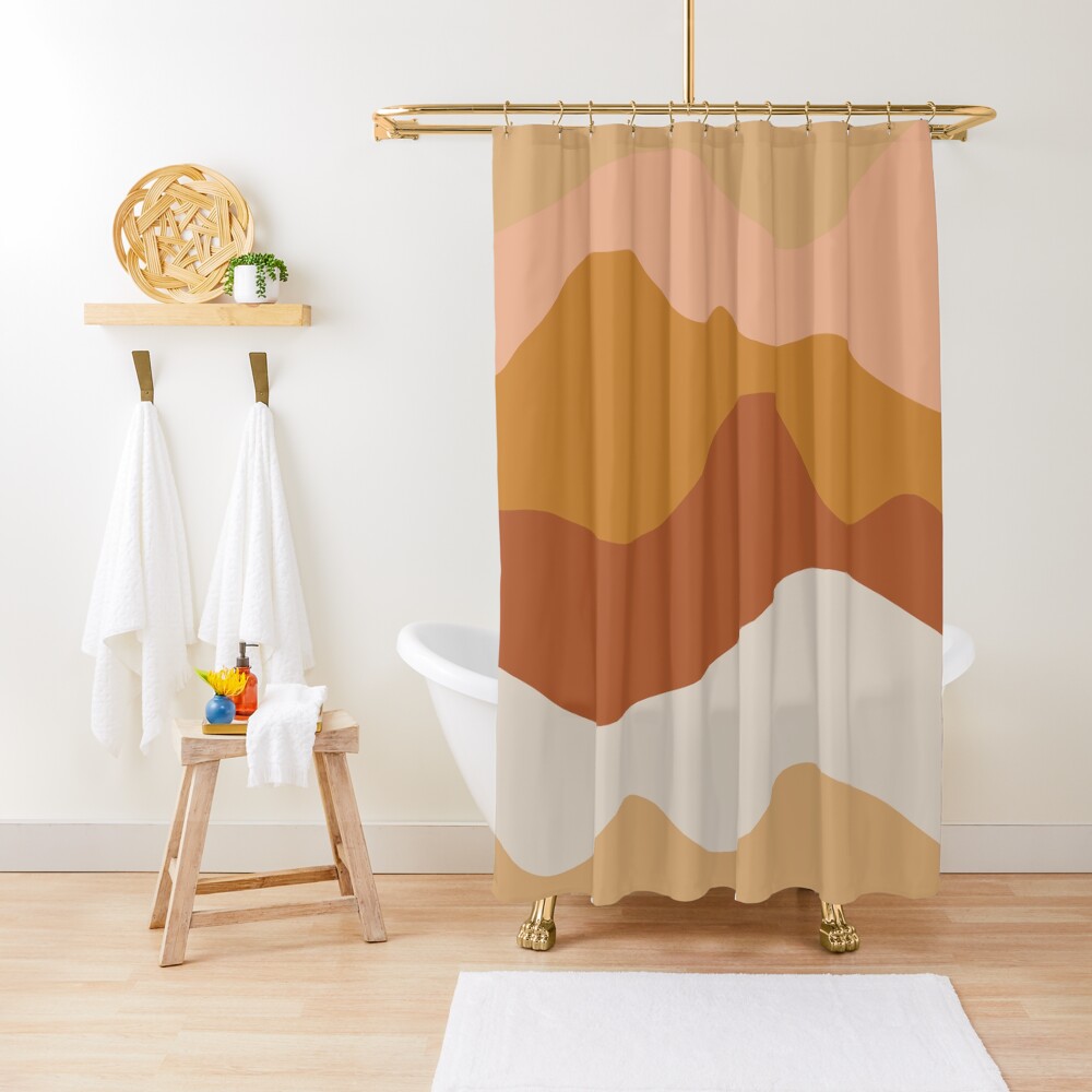 "Desert Hills Minimalist Boho Abstract in Earth Tones" Shower Curtain
