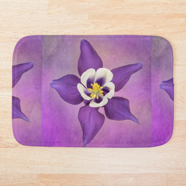 Purple Aquilegia with textures Bath Mat