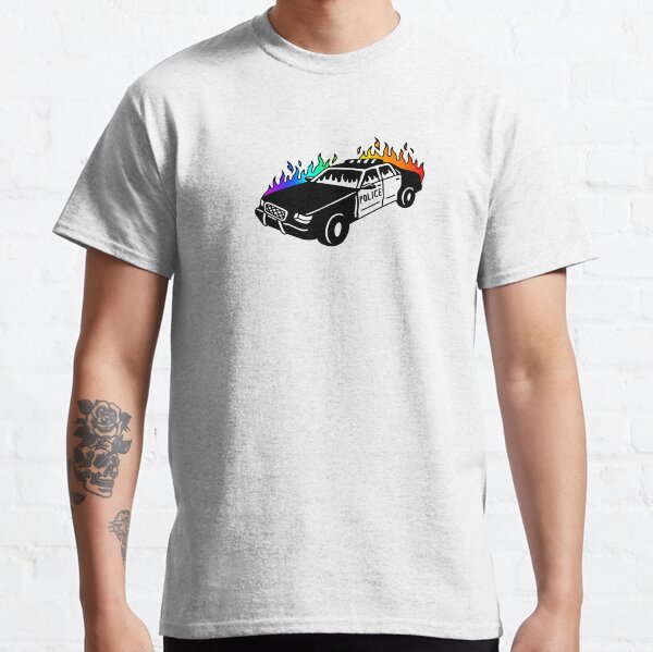 POLICE CAR ON RAINBOW FIRE Classic T-Shirt