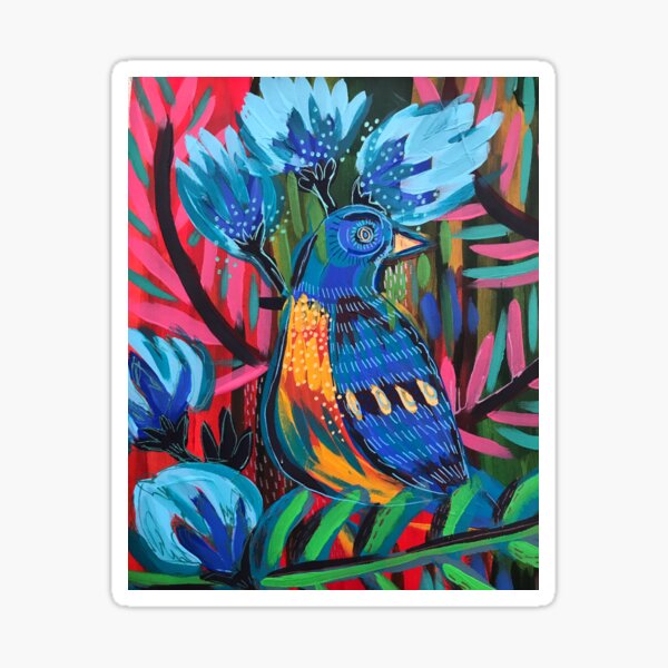 "The Blue Bird Sings" Sticker for Sale by XandBirdy | Redbubble