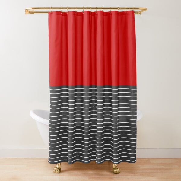 Half thin striped red Shower Curtain