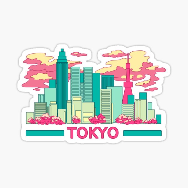 Item preview, The colorful Tokyo skyscrapers and the cherry blossom designed and sold by AnGoArt.