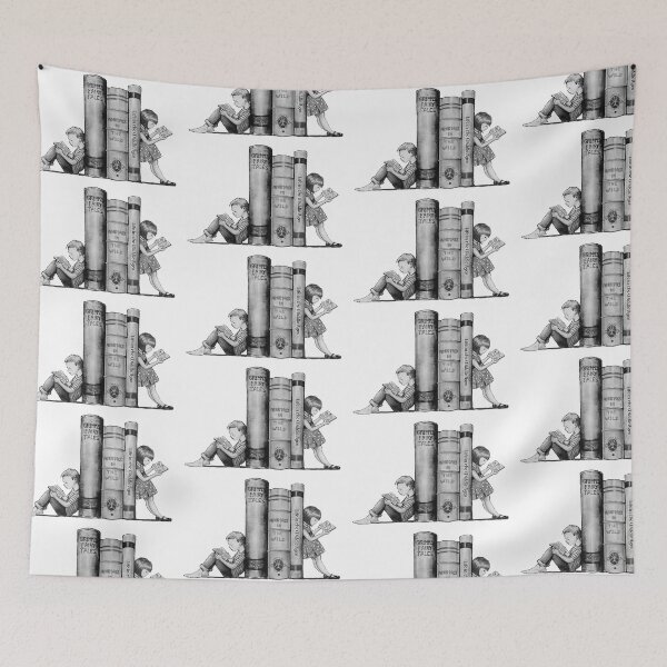 Item preview, Kids Reading Books, Bookends, Pencil Art, Literacy, Library designed and sold by JoyfulWhimsy.