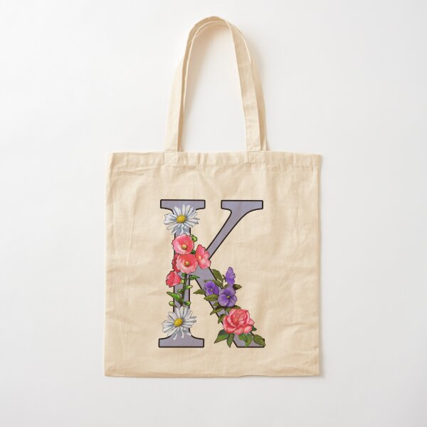 Navy Burgundy Watercolor Floral Monogram Initial Tote Bag