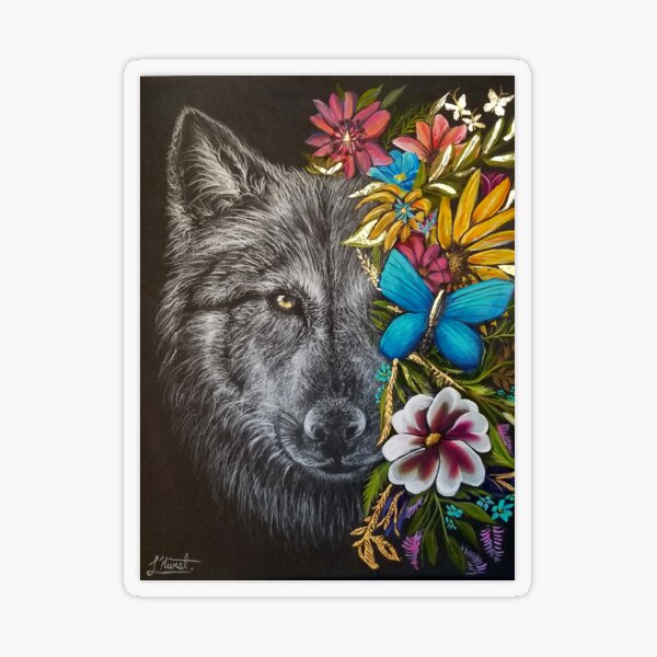Wildflower Wolf Transparent Sticker