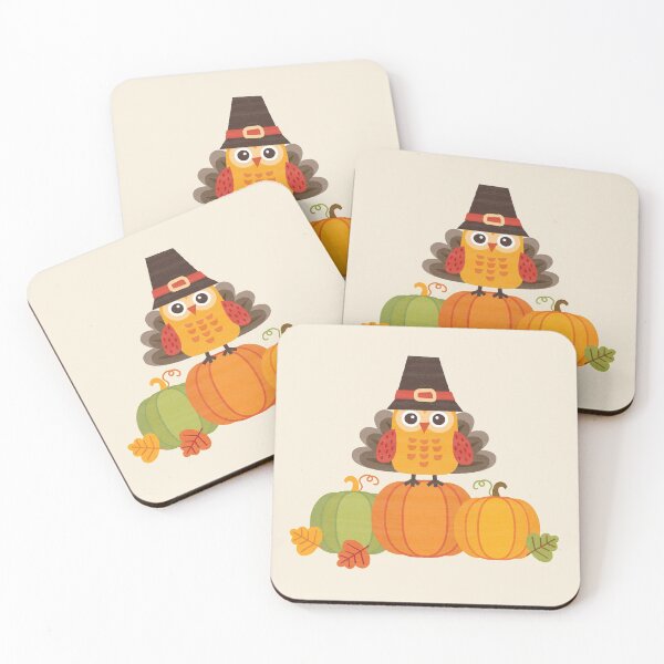 Item preview, Thanksgiving Owl in Turkey Costume on Pumpkins designed and sold by Daisy Beatrice.