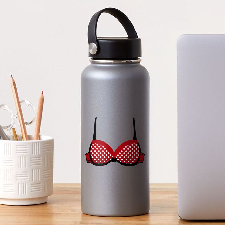 Red Polka Dots Bra Sticker Sticker for Sale by Monica Matias