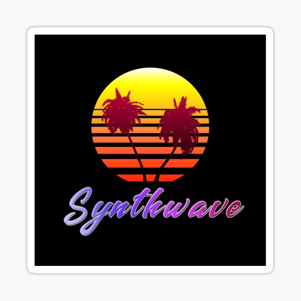 Synthwave Sun (with palm trees) Sticker