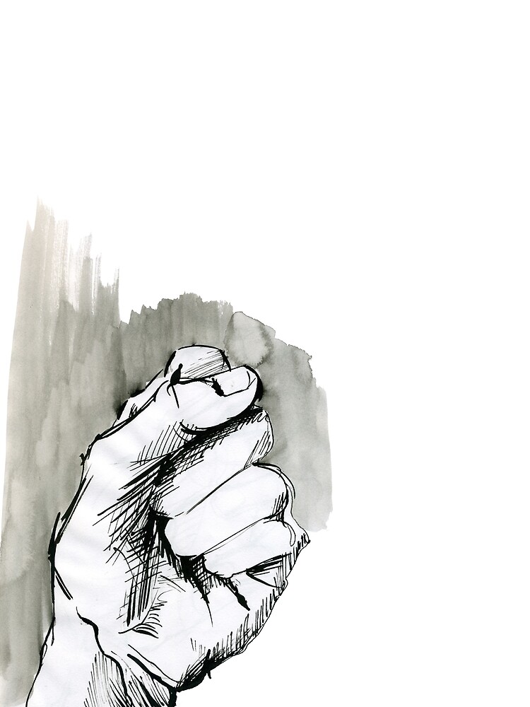 Raised fist, drawing of hand with indian ink Art Board Print for Sale by  Alheix