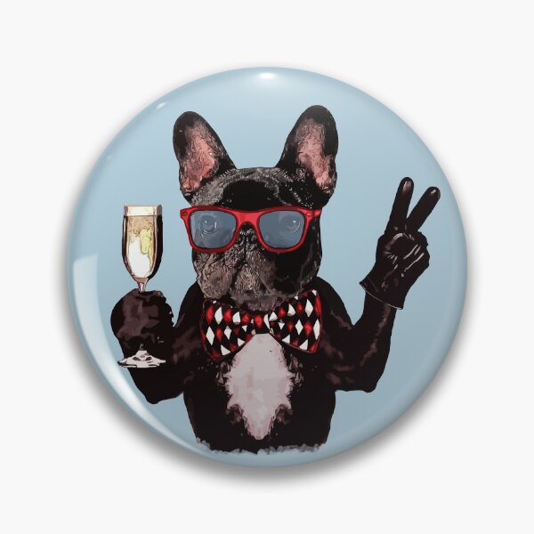 Item preview, French bulldog and wine cheers designed and sold by Collagedream.