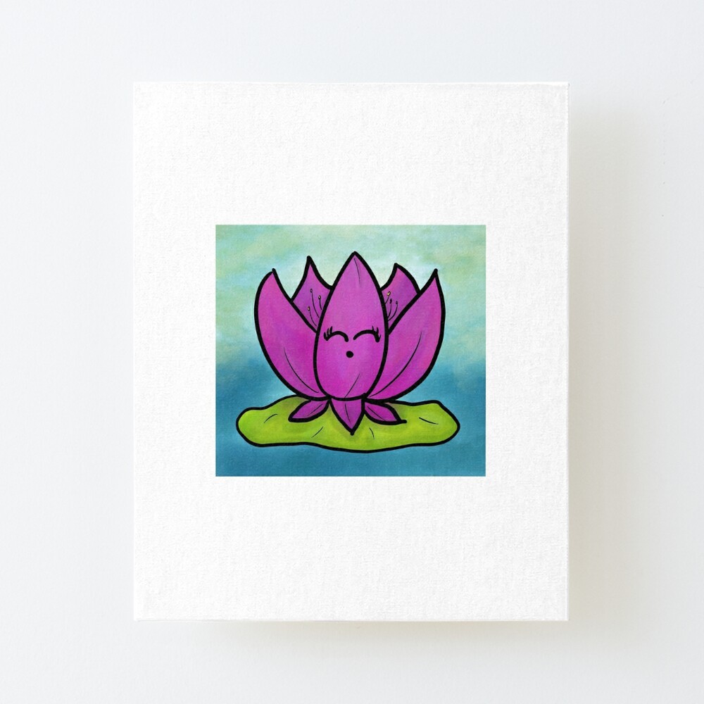 Cute lotus flower floating in murky waters cartoon drawing