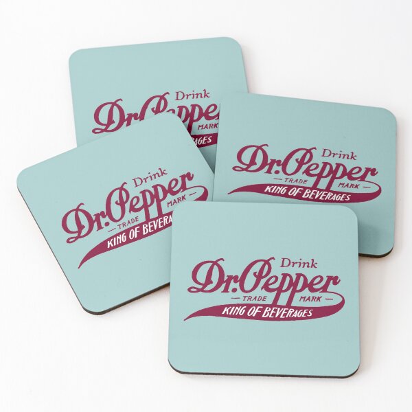Vintage Dr. Pepper Logo - King of Beverages (Red Text Version) Coasters (Set of 4)