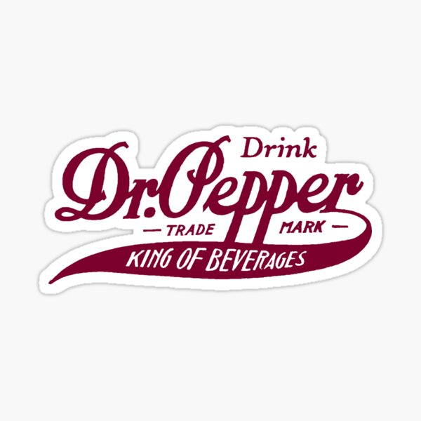 Vintage Dr. Pepper Logo - King of Beverages (Red Text Version) Sticker