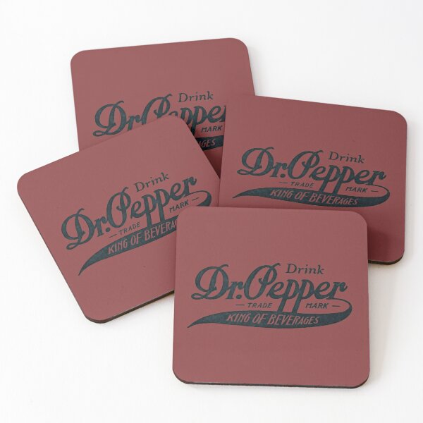 Vintage Dr. Pepper Logo - King of Beverages (Black Text Version) Coasters (Set of 4)