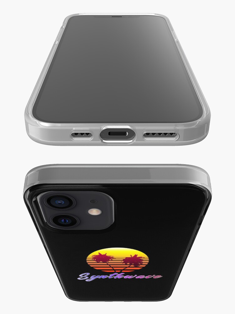 Alternate view of Synthwave Sun (with palm trees) iPhone Case