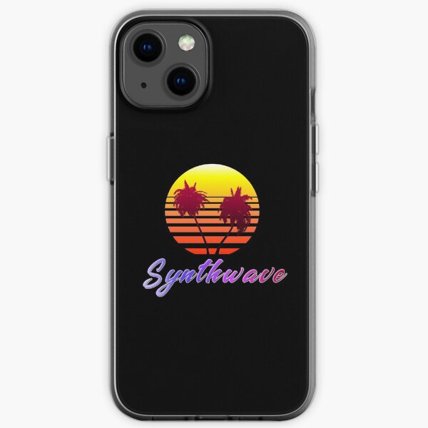 Synthwave Sun (with palm trees) iPhone Soft Case