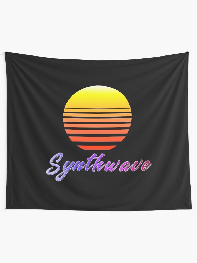 Alternate view of Synthwave Sun Tapestry