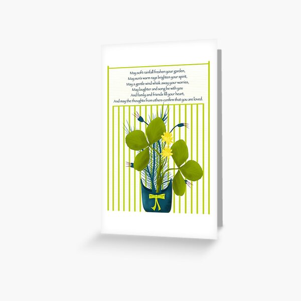 St Patrick Shamrock in Pot Blessing Greeting Card