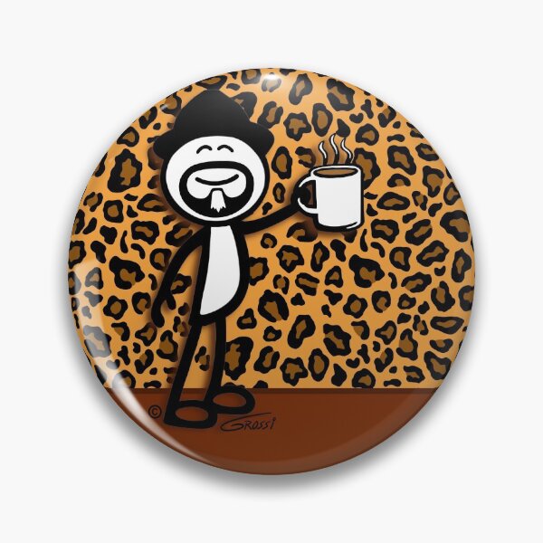 Item preview, GG Coffee Guy Stick Figure Leopard Print designed and sold by GDGCreations.